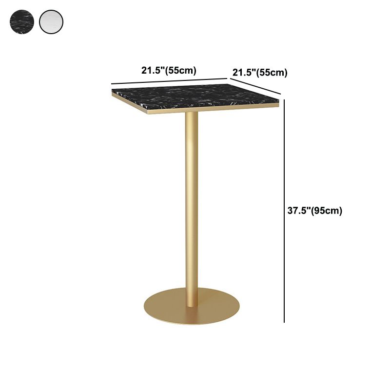 Glam Style Bar Table Artificial Marble Top Bistro Table with Gold Pedestal
