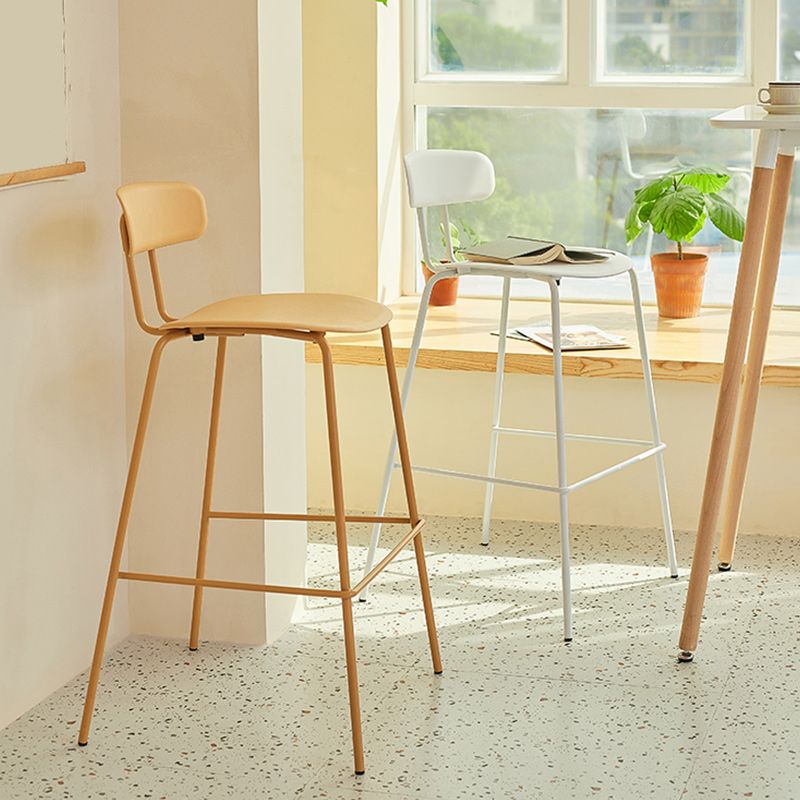Modern Backrest Armless Counter Stool Metal Bar Stool with Plastic Cushion