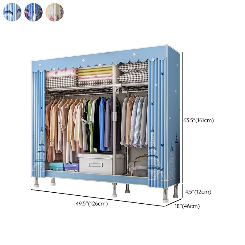 Contemporary Wardrobe Closet with Legs Steel Wardrobe Armoire