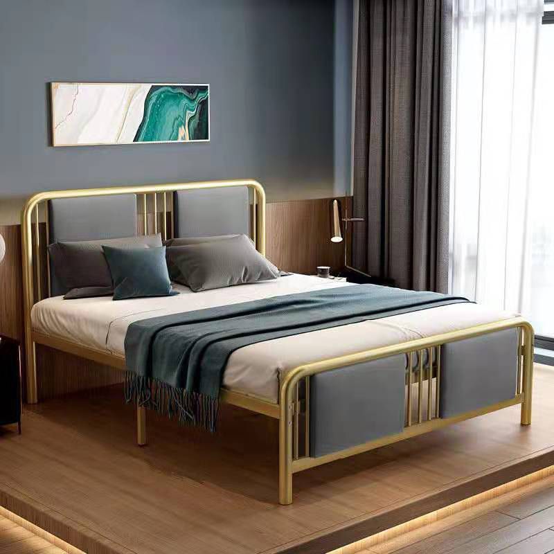 Glam Standard Bed Iron Frame with Rectangular Spindle Headboard