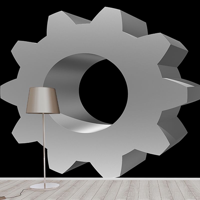 Gear Illustration Mural Wallpaper for Livingroom, Water Resistant, Made to Measure