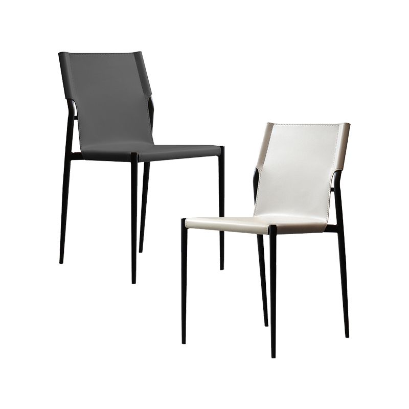 Faux Leather and Metal Dining Room Chair Contemporary Side Chair
