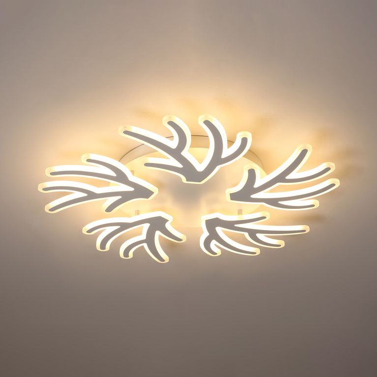 Coral Flush Ceiling Light Contemporary Acrylic 3/5/9 Lights Bedroom LED Flushmount Lighting in Warm/White/Natural Light