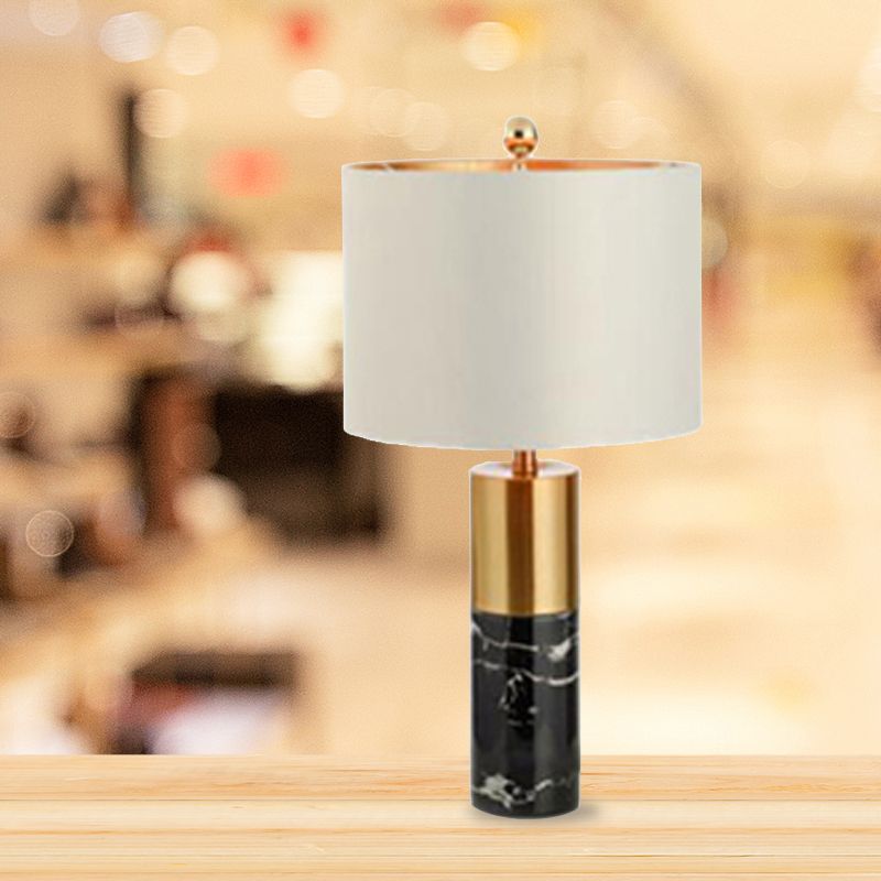 Lampe de table à abat-jour en métal avec base en marbre, style moderne, 1 lumière blanche, éclairage de table pour chambre à coucher