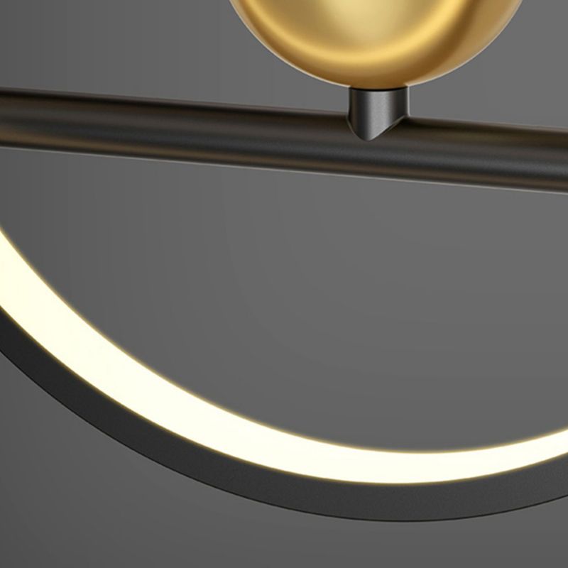 Geometric Island Lights Contemporary Metal Island Chandelier Lamp in Black