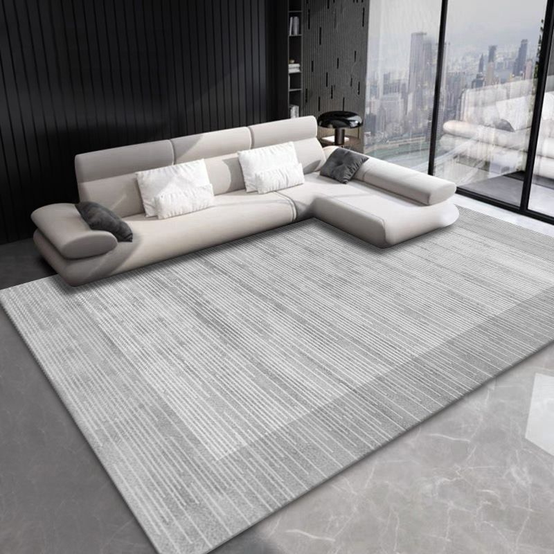Grey Modern Area Carpet Geometric Pattern Polyester Area Rug Stain Resistant Area Rug for Home Decor