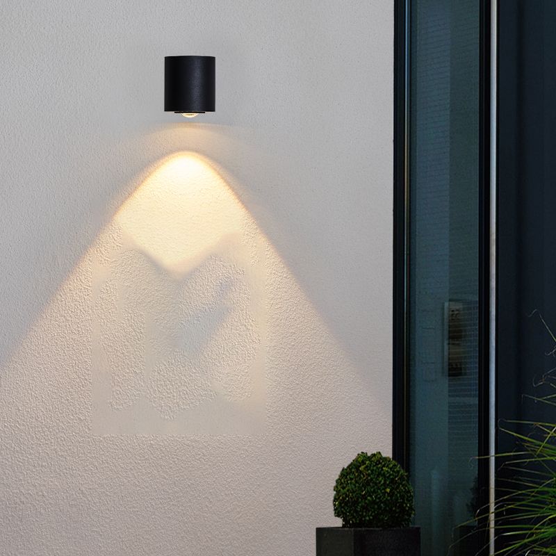 1-Licht-Zylinderwandleuchten zeitgenössischer Stil Metallwandmontage in Schwarz