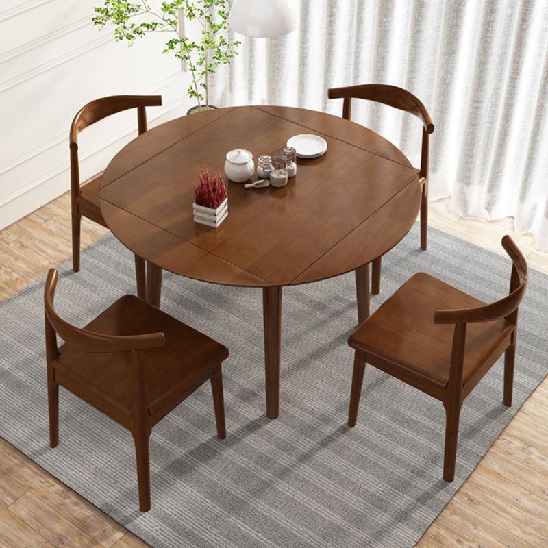 Round Home Kitchen Dinner Furniture Drop Leaf Rubberwood Solid Wood Dining Table