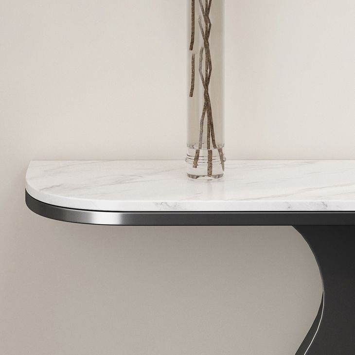 Modern 31.5" Tall Accent Table Stone Half Moon Console Table