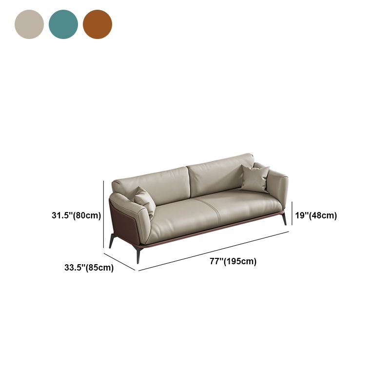 Contemporary Glam Faux Leather Sofa with Wear-resisting, Square Arm for Living Room