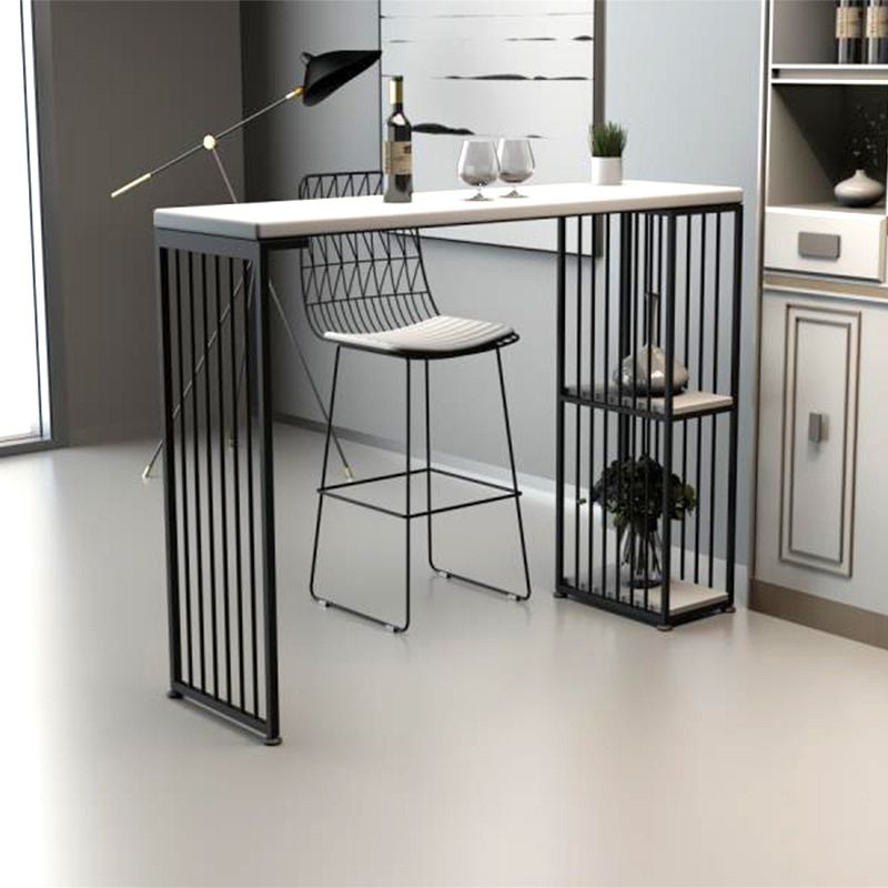 Rectangle Solid Wood Bar Table Set Luxurious 1/2/3 Pieces Counter Table with High Stools