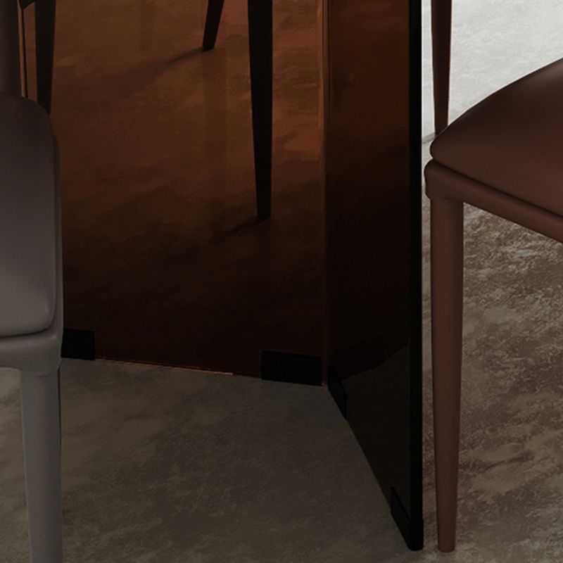 Modern Glass Top Dining Table Double Pedestal Base Dining Table