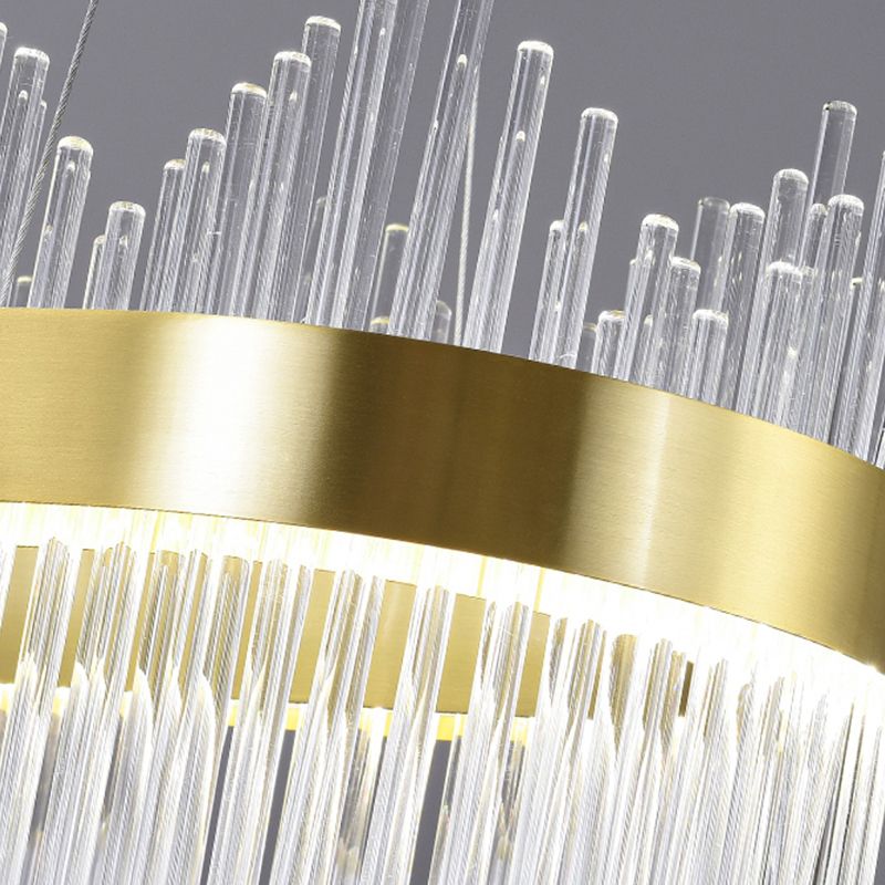 Candelera colgante de forma de rueda Crystal de estilo contemporáneo 1 Luz de lámpara de luz en oro