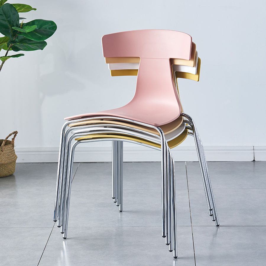 Chaises de salle à manger empilables sans accoudoirs, chaises latérales de salle à manger d'intérieur avec pieds en métal