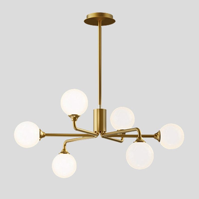 Modern Minimalist Chandelier Light Fixture Spherical White Glass Ceiling Chandelier for Living Room