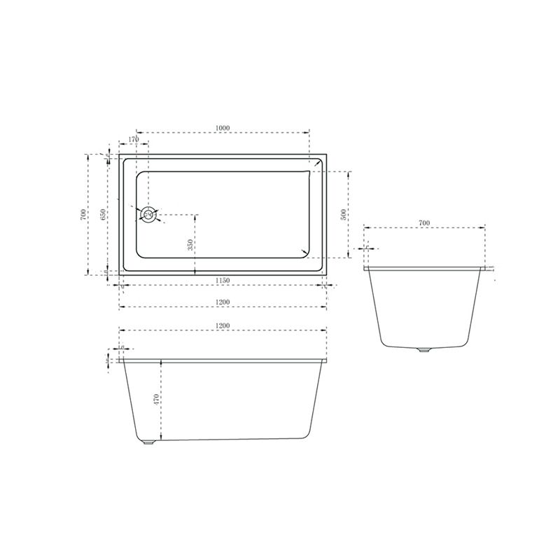 Contemporary Drop-in Soaking Bathtub Rectangle Acrylic Bathtub in White