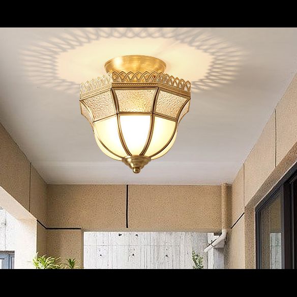 Messing halb Flush Mount Deckenleuchte traditionelle glas schattierte Halbflush Mount Light