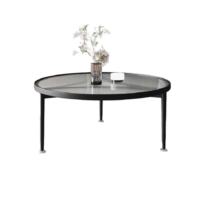Contemporary Glass-Topped Coffee Table 3 Legs Coffee Cocktail Table