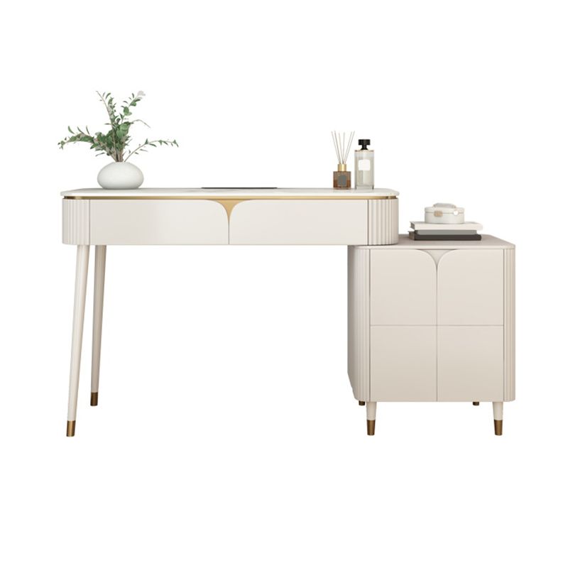 White Stone Top Vanity with Drawers 29.52" H Vanity Set with Stool