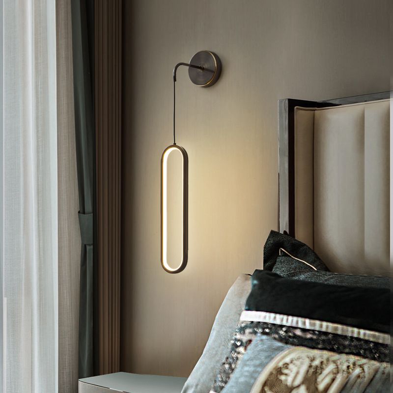 Minimalism LED Wall Sconce Oval Brass Sconce Lighting for Bedroom