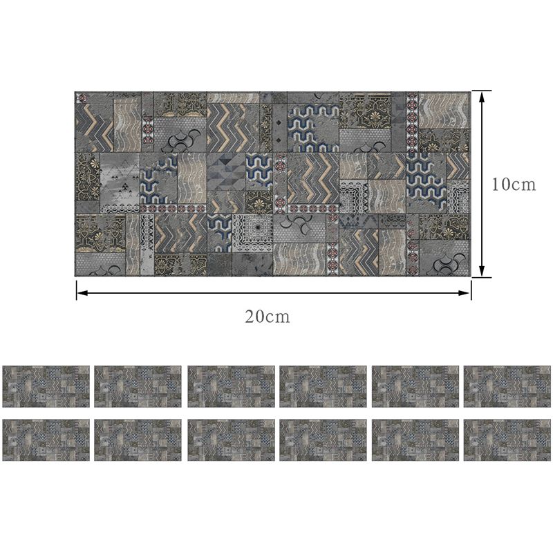 PVC Grey Wallpapers Nostalgic Zigzag Pattern Peel and Stick Wall Decor, 12 Pieces