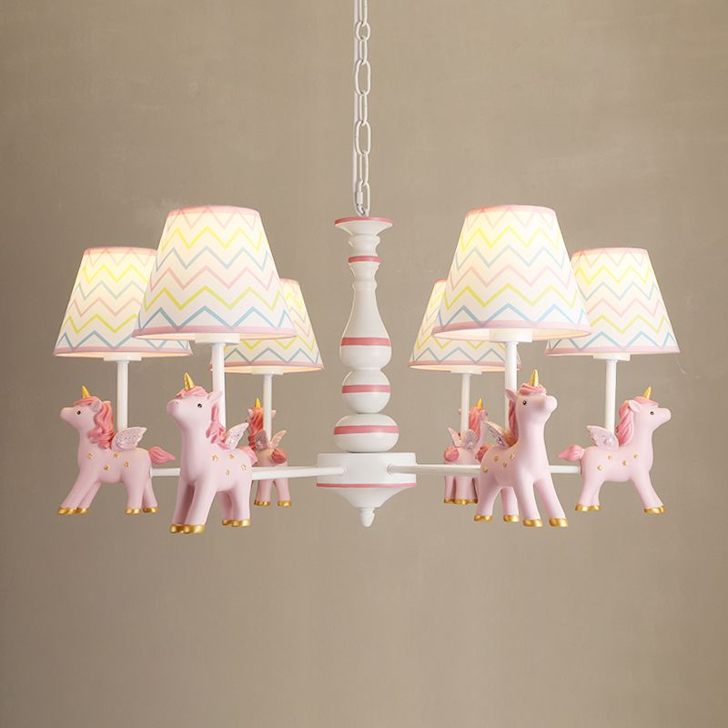 Childrens Unicorn Chandelier Lighting Resin Nursery Pendant Light with Empire Shade