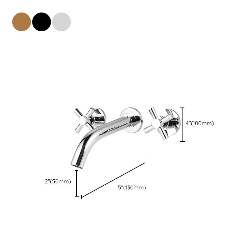 Modern Cross Handle Faucet Solid Color Wall Mounted Bathroom Faucet