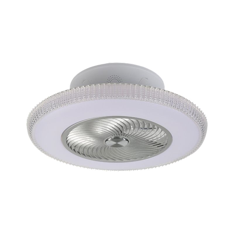 Lampada a ventola rotonda moderna semifulò in bianco, 23,5 "
