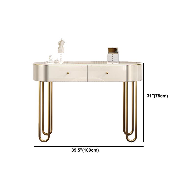 Beige Vanity Dressing Table Set Glossy Finish Dresser with Wood Drawers