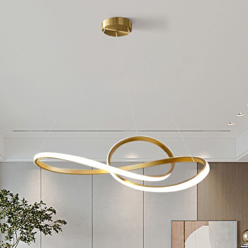 Note de musique LED Chandelier Minimaliste Métal Metal Gold Finition Hanging Light pour le salon