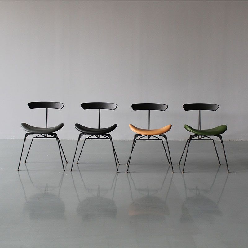 Silla lateral tapizada industrial para comedor, acabado mate, parte trasera abierta, silla de comedor