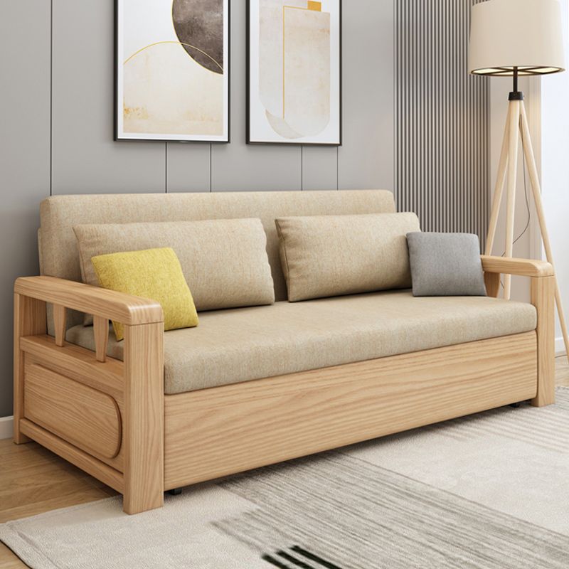 Scandinavian Foldable Futon Sleeper Sofa Square Arms Futon and Mattress