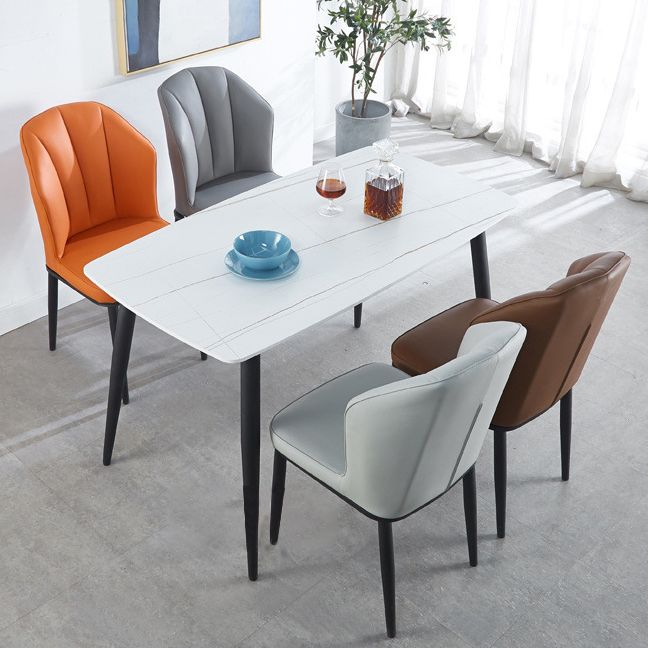 Minimalist Style Table Set with Sintered Stone Dining Table and Padded Chairs