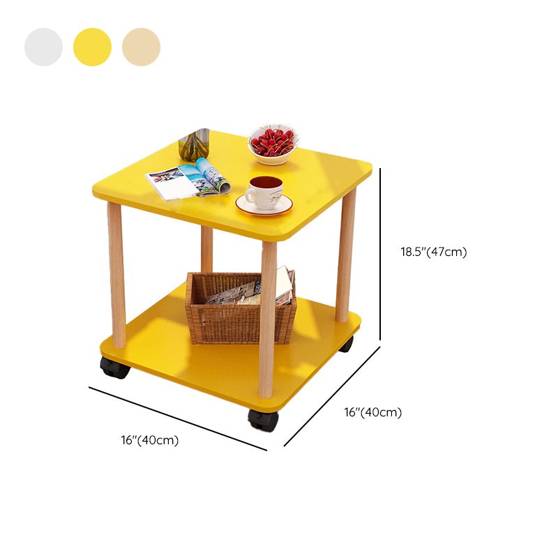 Wood 4 Legs End Table Modern Side End Snack Table for Living Room