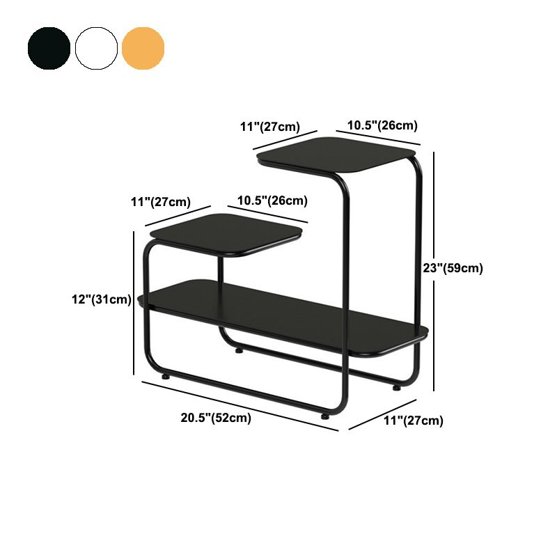 Square Sleigh Base Design Metal Table Medieval Modern Style with Storage Rack Side Table