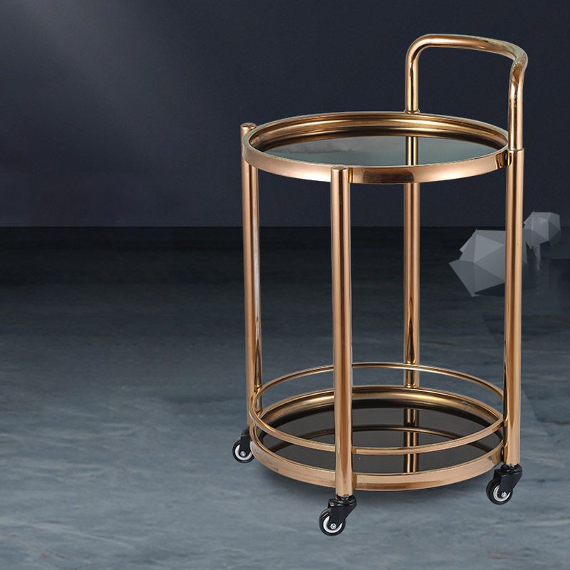 Modern Open Storage Prep Table Round Home Dining Kitchen Trolley