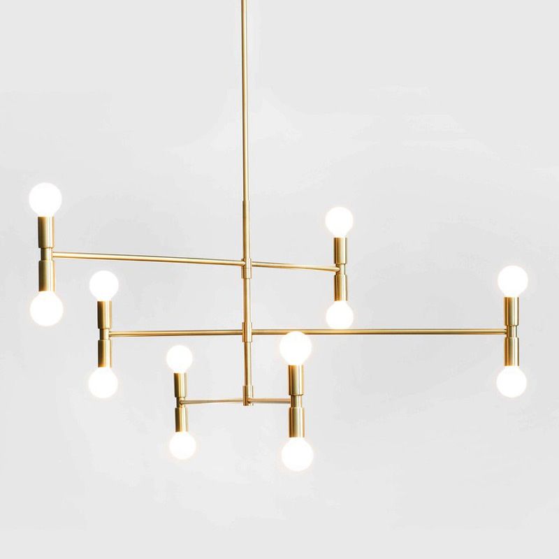 Postmodern Hanging Light Fixture Metal 12-Light Dining Room Chandelier