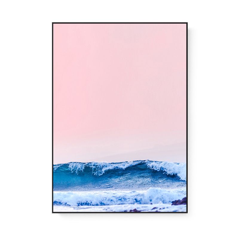 Tropix Canvas Wall Art Pink and Blue Ocean Scenery with Sunset Glow Wall Decoration
