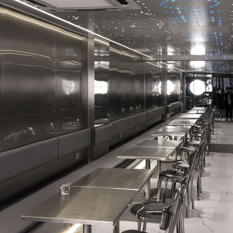 Metal Industrial Square Dining Table Stainless Steel Table for Kitchen and Dining Room