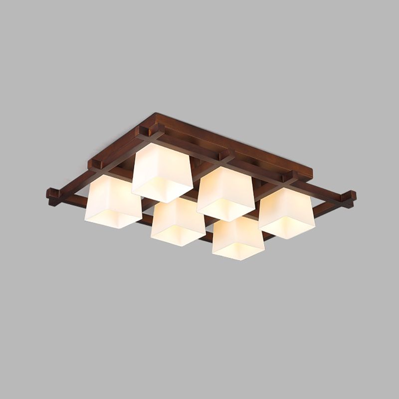 Modern Simple Wooden Ceiling Light Geometry Shape Ceiling Lamp for Bedroom