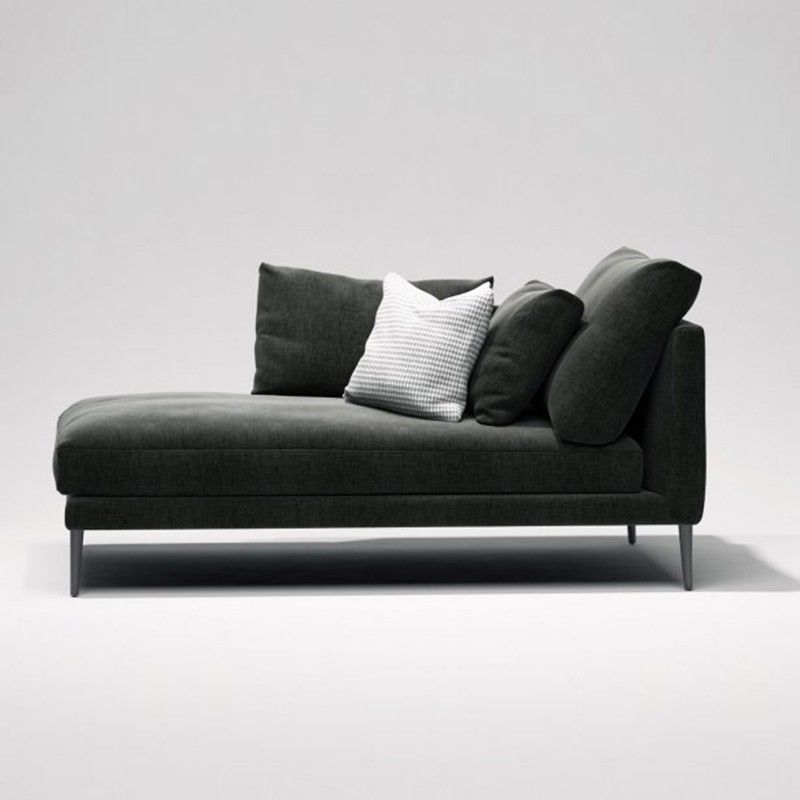 One Armed Contemporary Chaise Rolled Arms with Legs for Living Room