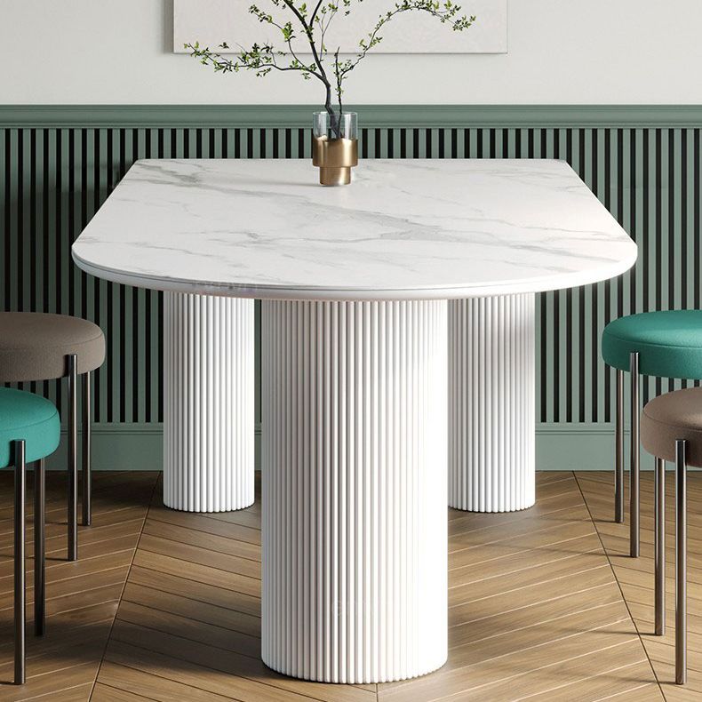 Metal Contemporary Free Form Dining Table Sintered Stone Table with 3 Legs