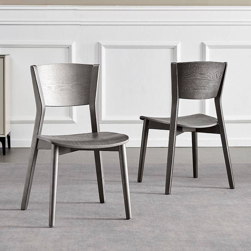Contemporary Wood Dining Armless Chairs Open Back Dining Side Chair for Restaurant Use
