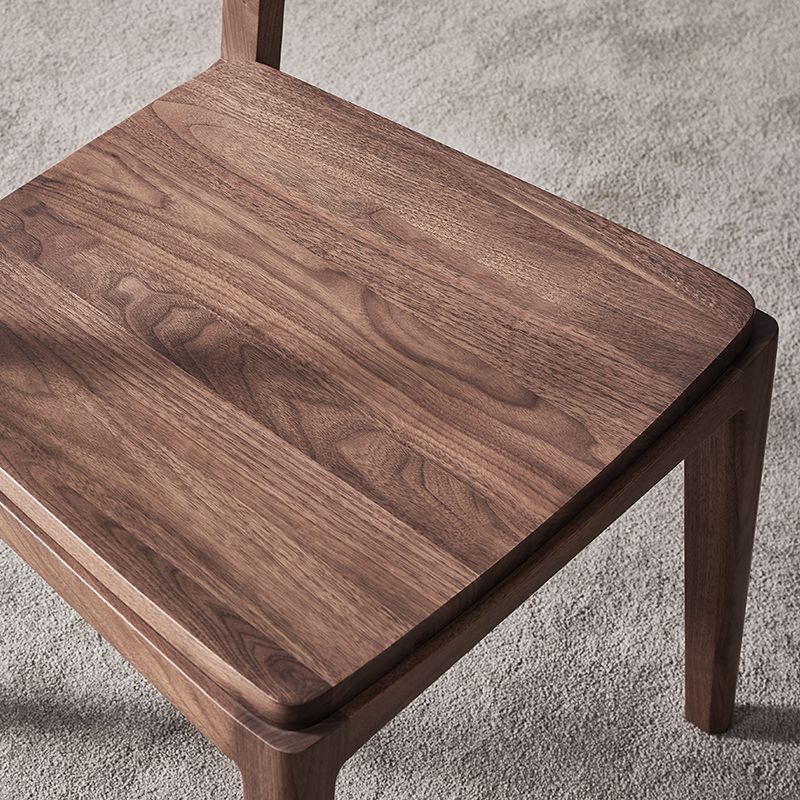 Contemporary Indoor Walnut Solid Wood Open Back Side Dining Chair