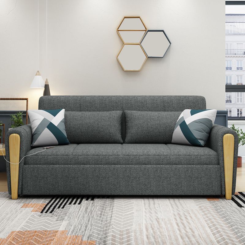 30.7" Wide Futon Sofa Bed with Storage Foldable Linen Gray Scandinavian