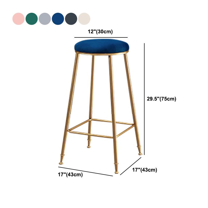 Nordic Glam Bar Stool Round Counter Bar Stool with Metal Legs for Kitchen