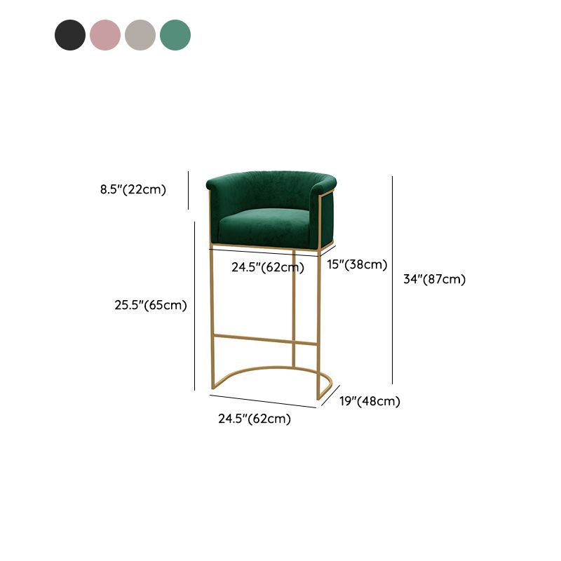 Glam Style Bar Stool Armed Upholstered Bar Stool for Dining Room