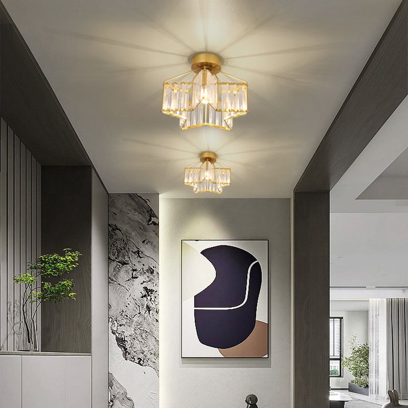 Modern Ceiling Light Creative Flush Mount Ceiling Light Fixture with Crystal Shade