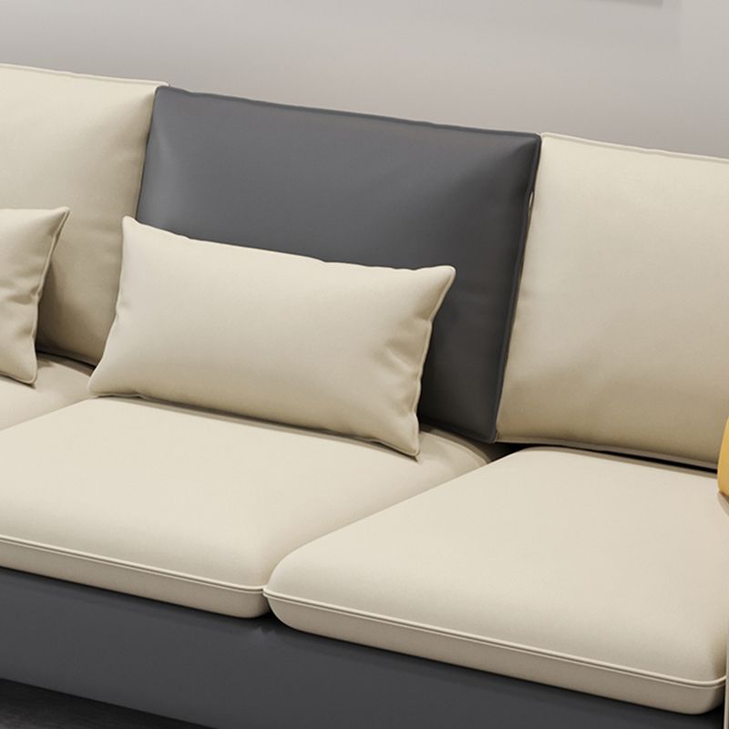 106.3" W x 62.3" D x 35.4" H Square Arm Sofa & Chaise, Loose Faux Leather Back Sofa