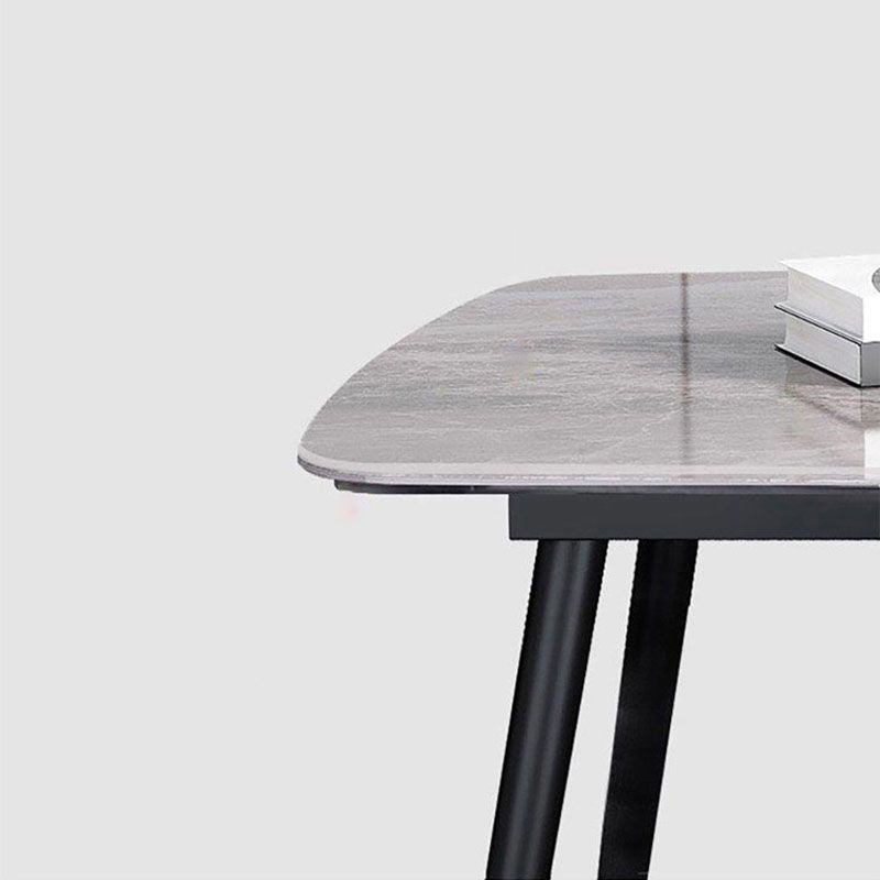 Stone Rectangle Industrial Table Standard Height Dining Room Table with 4 Legs